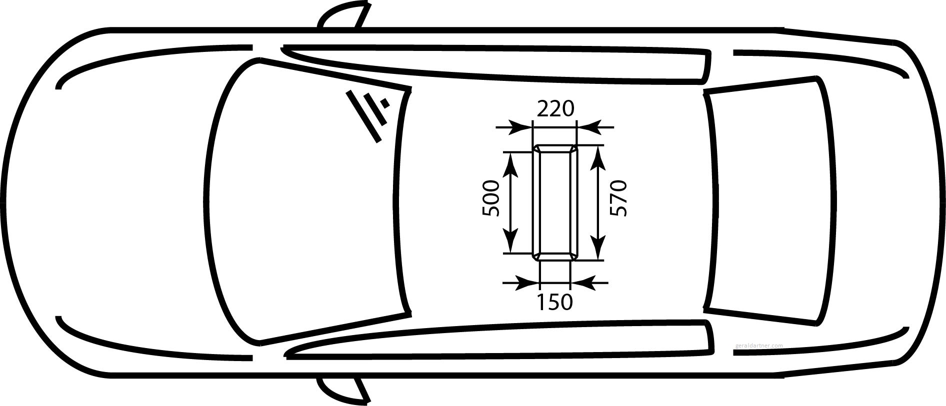 Exemplary Location of the Chassis Antenna Cavity in the Car Roof